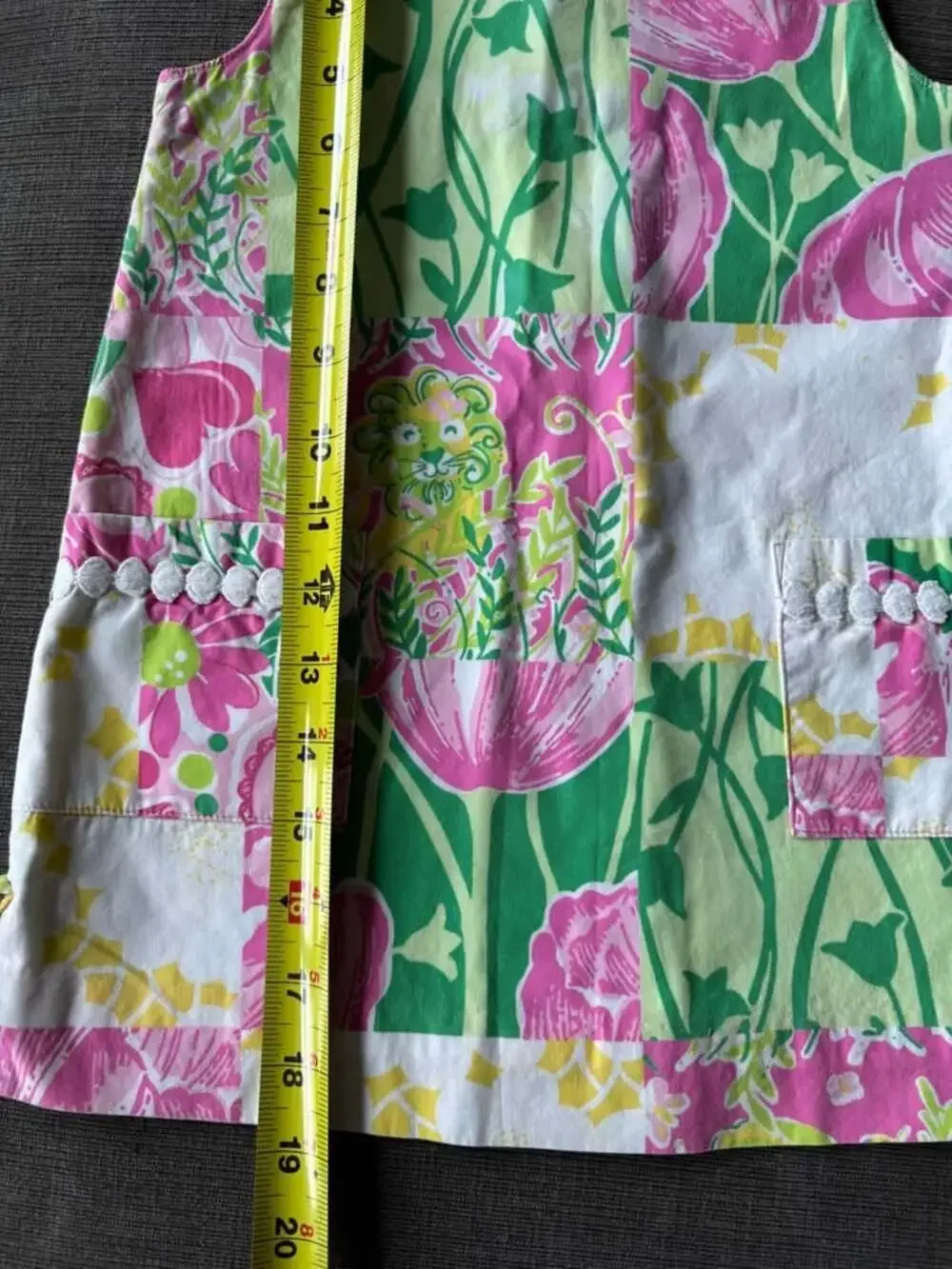 Lilly Pulitzer 3T Toddler Girls Classic Shift Patchwork Dress Lion Tulip Print
